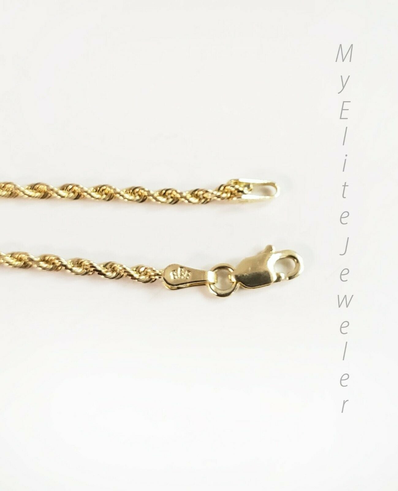 SOLID 10kt Yellow Gold Rope Chain 2mm Necklace 22" Lobster Lock Real 10 carat