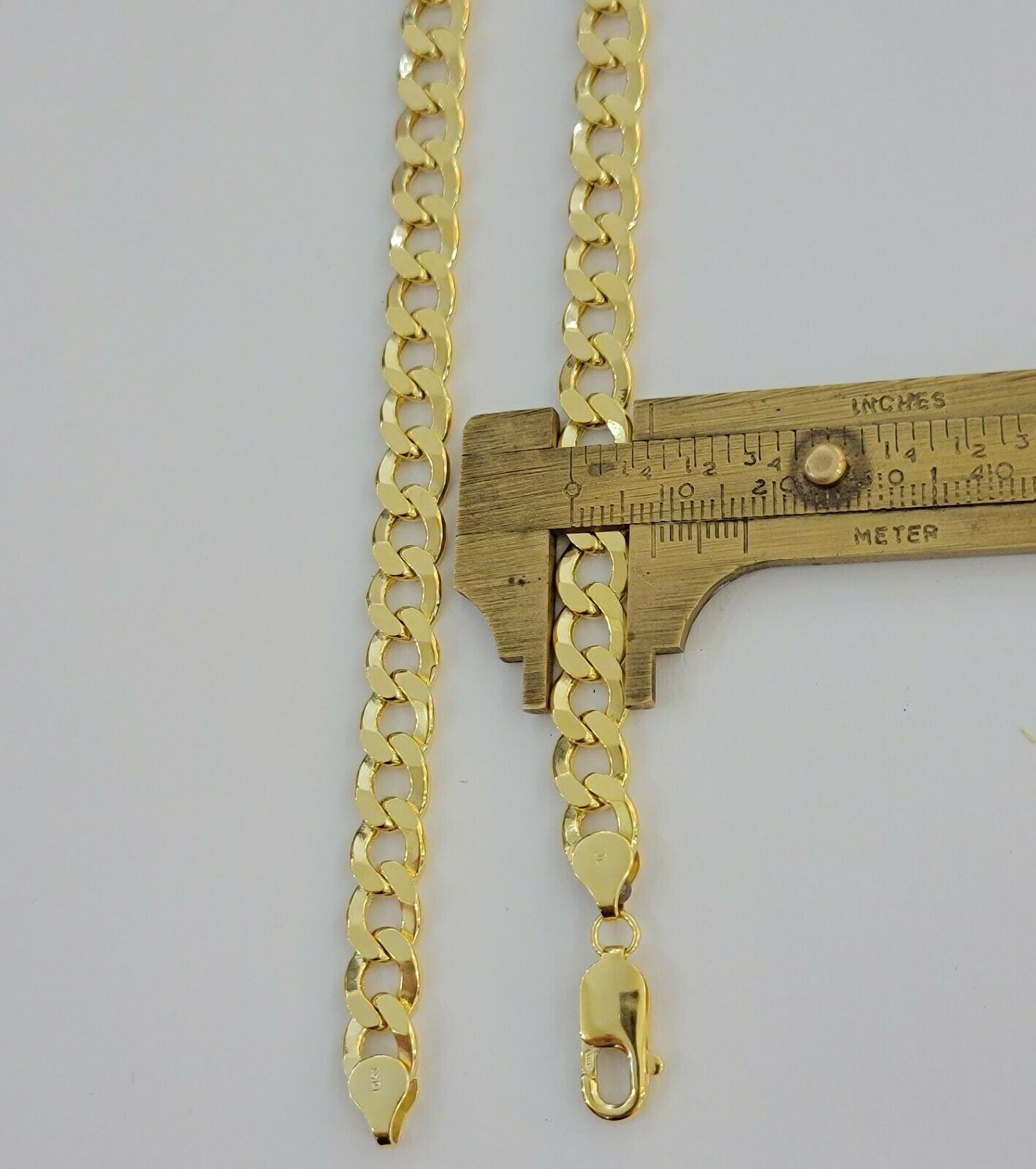 10kt Yellow Gold Chain 8mm Cuban Curb Link Necklace 26