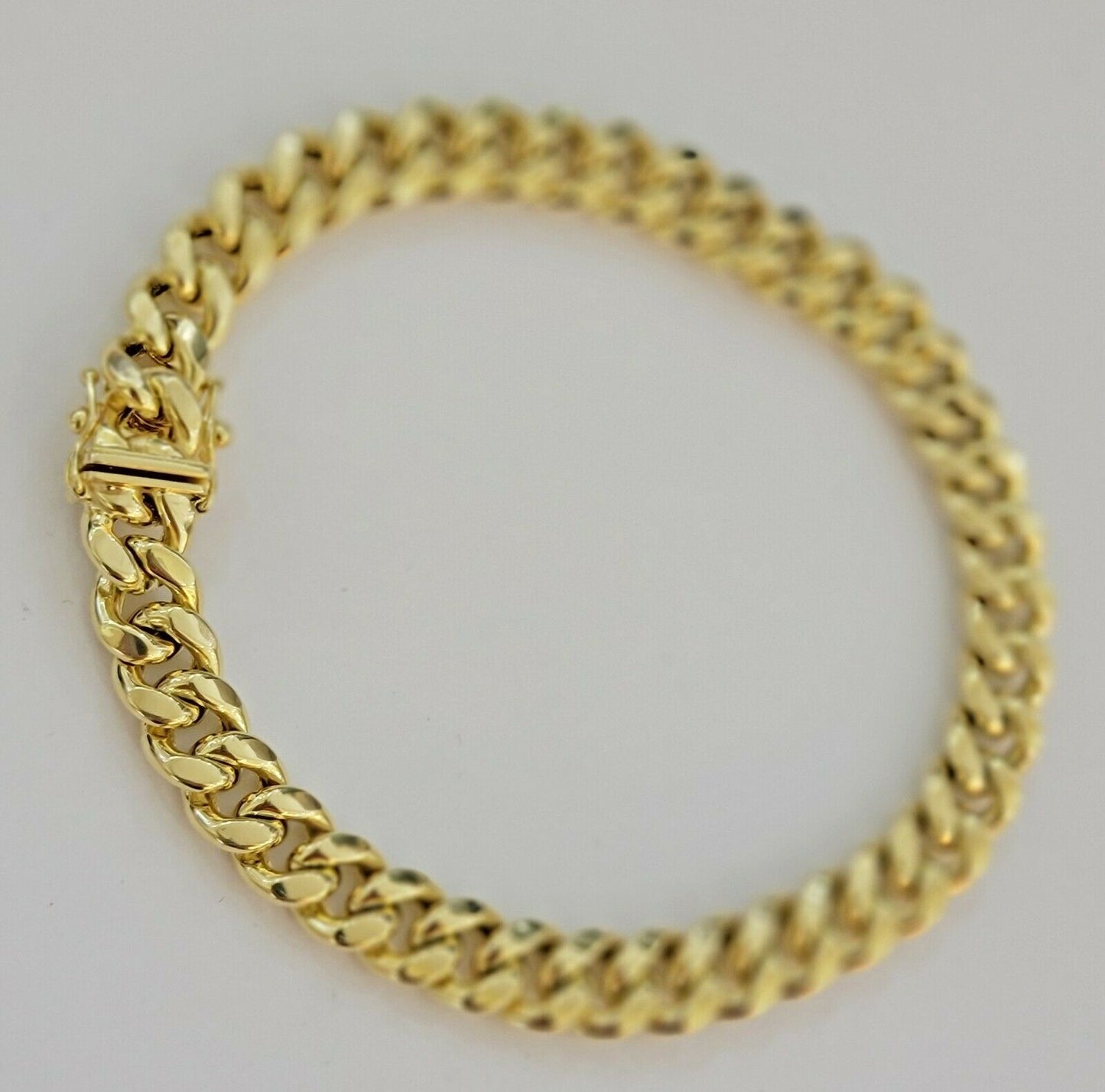 Real 10k Gold Bracelet Miami Cuban Link 9mm 8" Box clasp 10kt Strong Links Men's