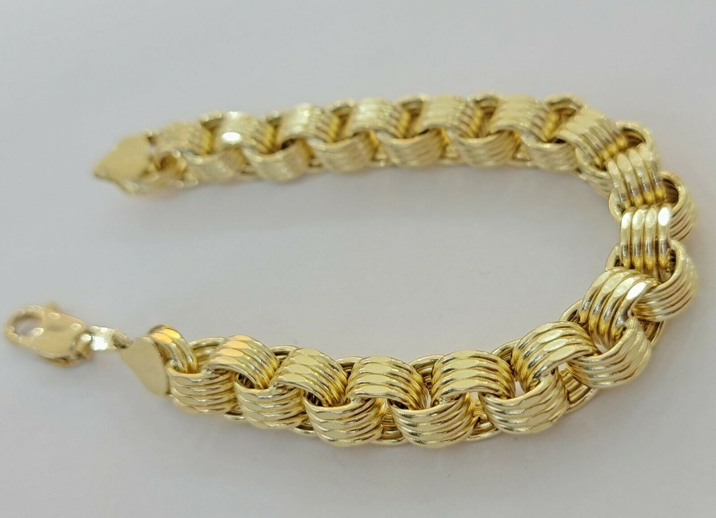 Real 10k Gold Mens Bracelet Byzantine Box 9" 9mm 10kt Yellow Gold Thick, Lobster