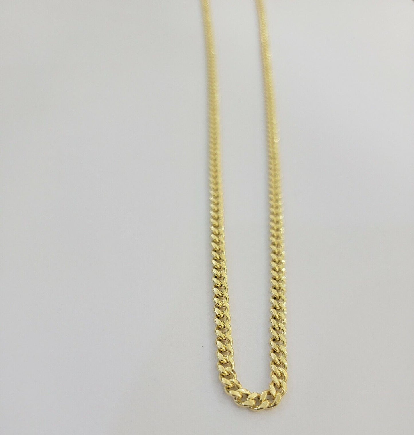 14k Yellow Gold Miami cuban Link Chain 3.5mm Necklace 20" Men Women , REAL 14KT