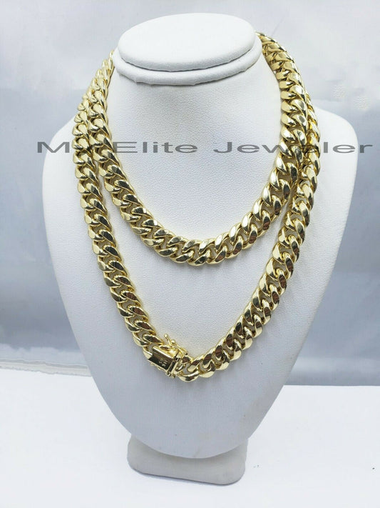 14k 10mm Miami Cuban Link Chain 26" Necklace Box Clasp MEN 14kt Yellow Gold REAL