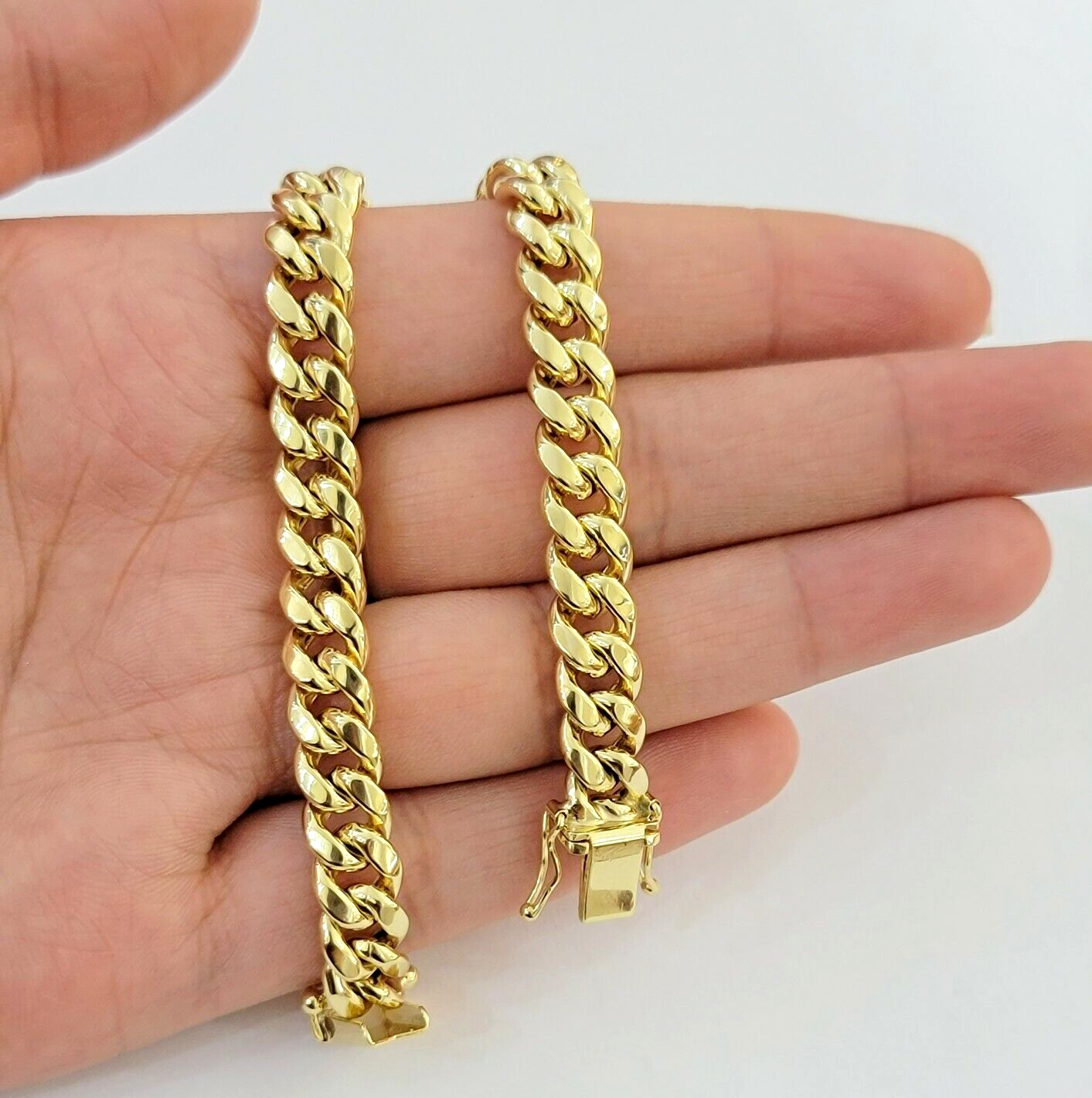Real 10k Gold Bracelet 9 inch 8mm Miami Cuban Link Box Clasp Strong 10kt , Men's