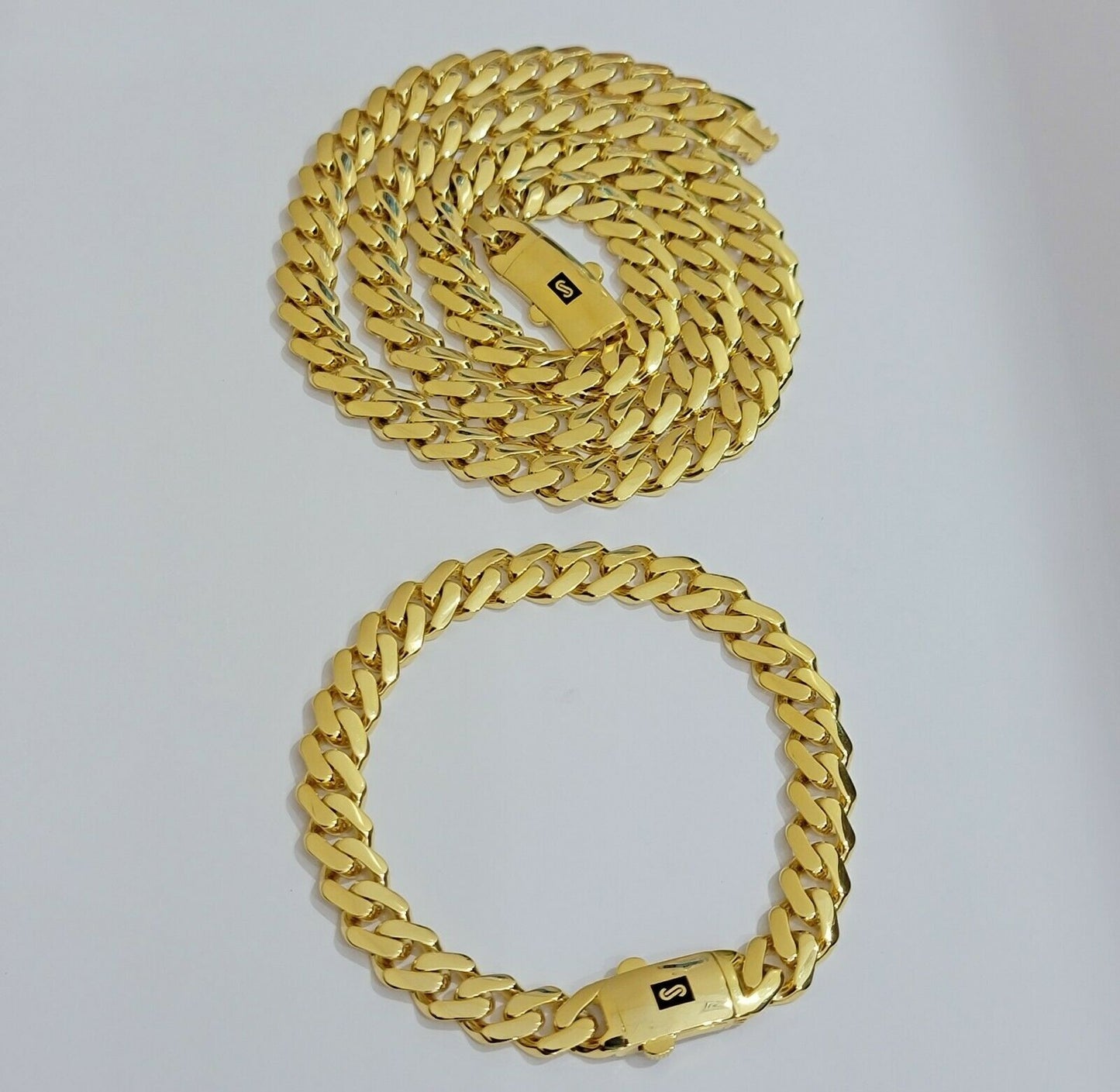 10k Gold Chain Miami Cuban Royal Link 8.5 mm 22" Inch Plain Necklace, REAL 10KT