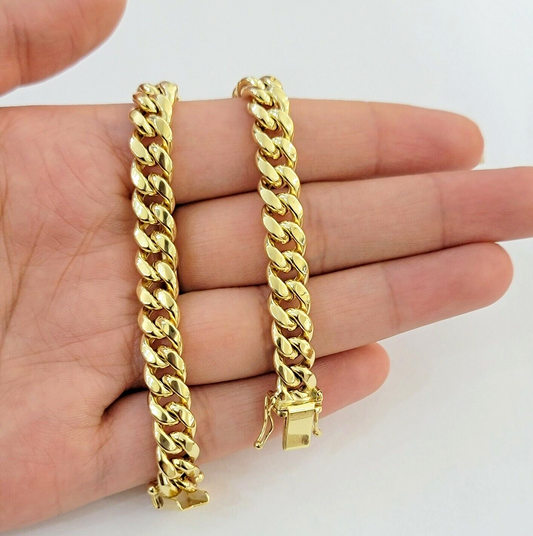 Mens Real 14k Gold Bracelet 8mm 8 inch Miami Cuban Link Box Clasp Strong 14 KT