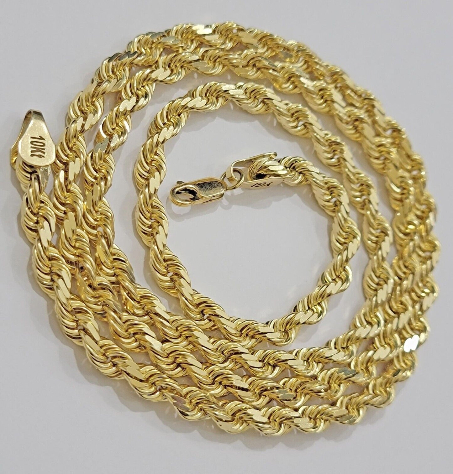 6mm Rope Chain Necklace 10k Yellow Gold Solid 24" Dimond Cut GURANTEED REAL GOLD