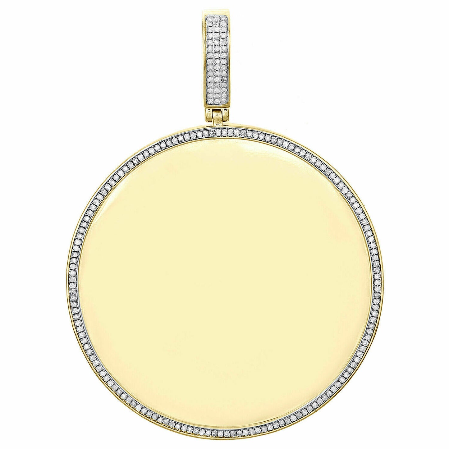 10K Yellow Gold Diamond Medallion Picture Memory Frame Pendant 3" Charm 1CT REAL