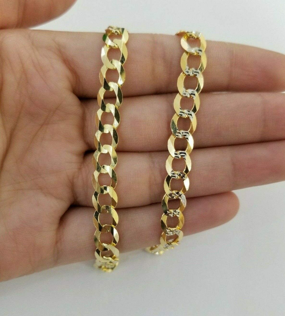 REAL 14k Gold Cuban link Bracelet 7" 7.5mm SOLID 14kt Yellow Gold Strong, LADIES