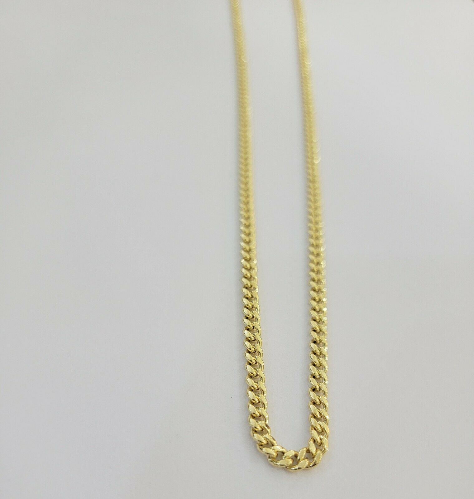 Real 10k Gold Chain Miami Cuban Link Necklace 18" 20" 22" 24" 26" 3.5mm 10kt Oro