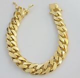 14k Gold bracelet Miami Cuban Link 9 Inch Solid 13mm Mens REAL 14 KT SOLID HEAVY