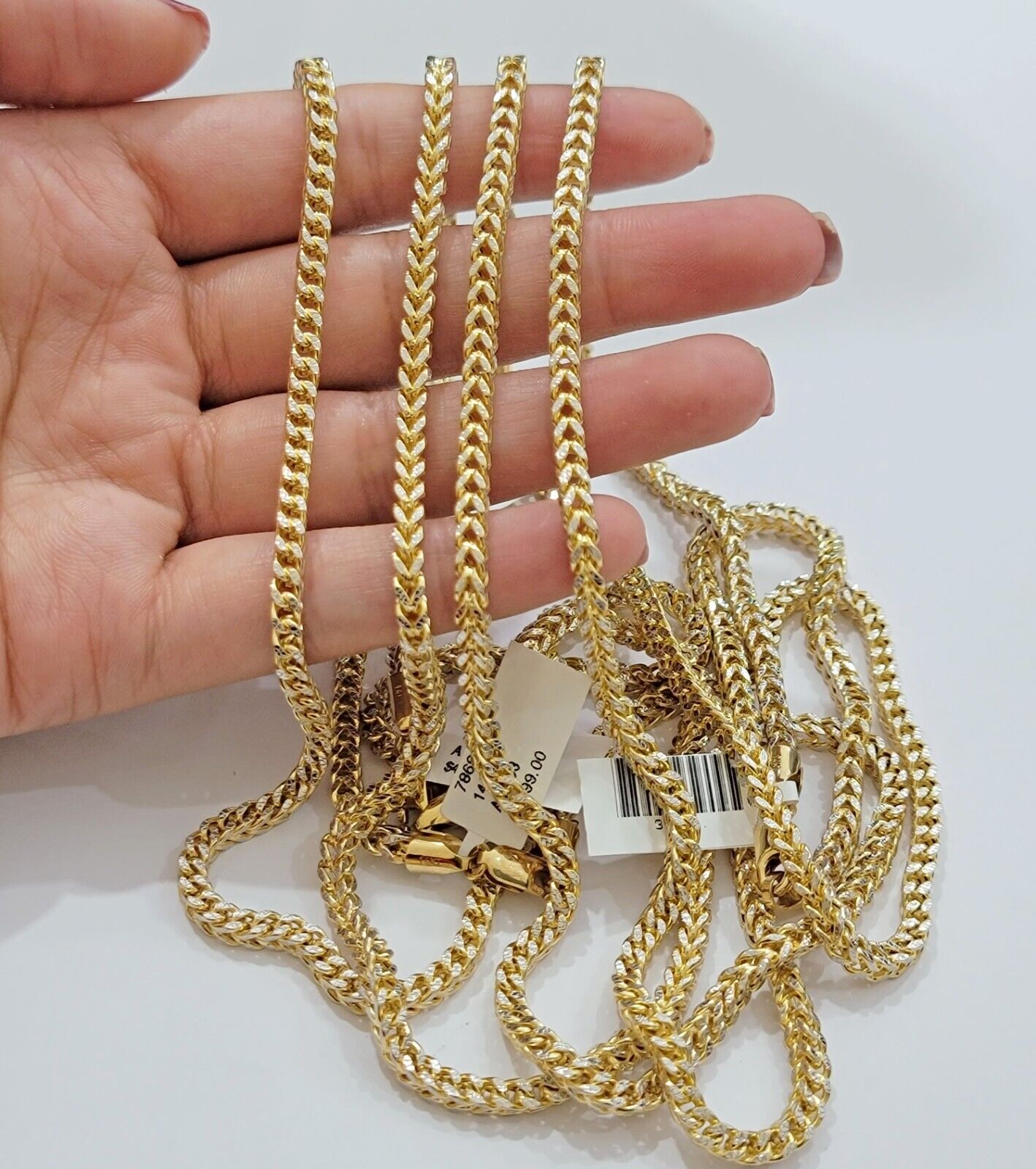 Real 14k Gold Franco Chain Necklace 20" Short 3.5mm Diamond cut 14kt Yellow Gold