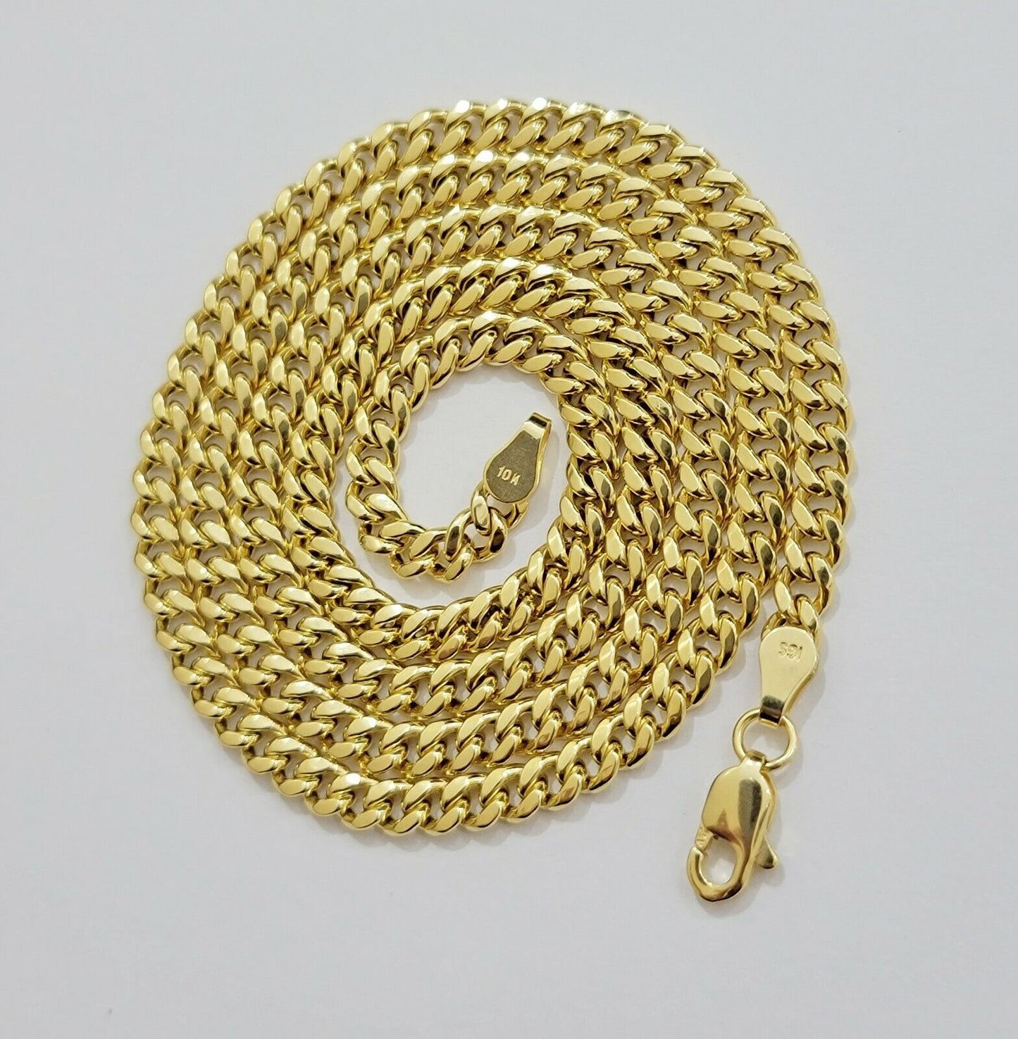 Real 10kt Gold Cuban Link Chain Pendant Set 22" 3.5mm Necklace World Map Charm