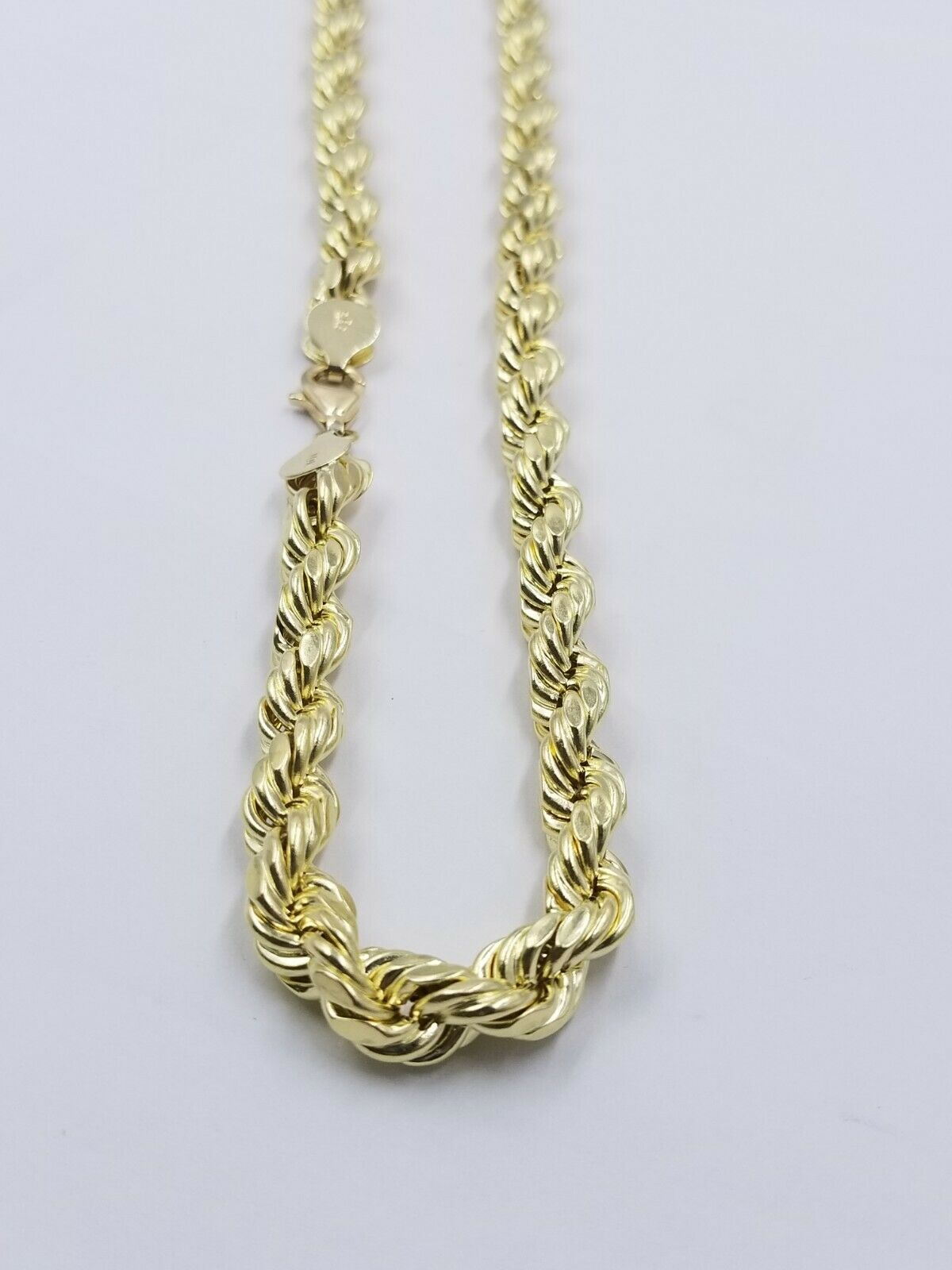 Real Gold 10k Rope Necklace Men' Chain 8mm 18"-30" Inch Yellow Gold Diamond Cuts