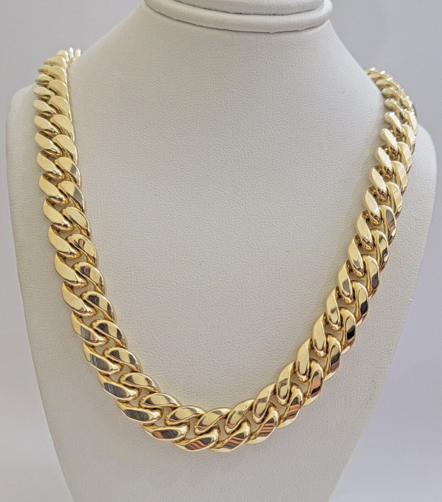 12mm Cuban Link Chain 10k Yellow Gold Mens Necklace 26" Box Clasp Real 10KT SALE