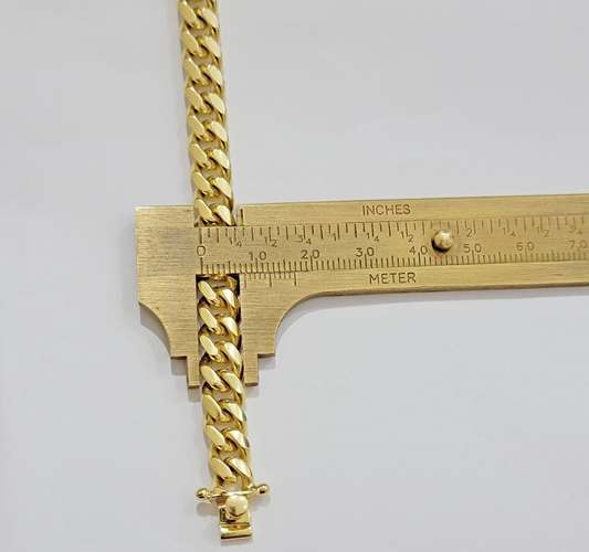 Solid 14k Gold Bracelet 7mm Miami Cuban Link 8" Inch Real 14kt Yellow Gold Mens