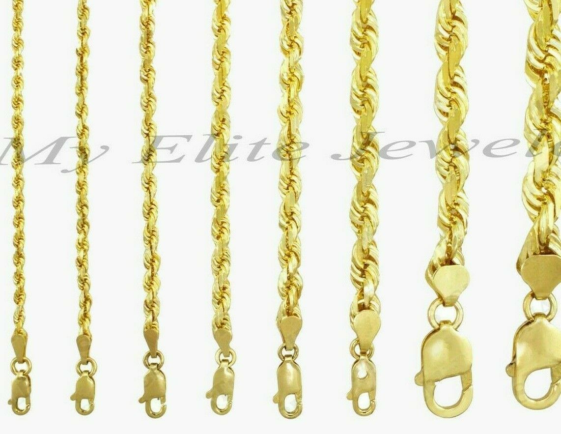 SOLID 10k Yellow Gold Rope Necklace 2 3mm 4mm 18