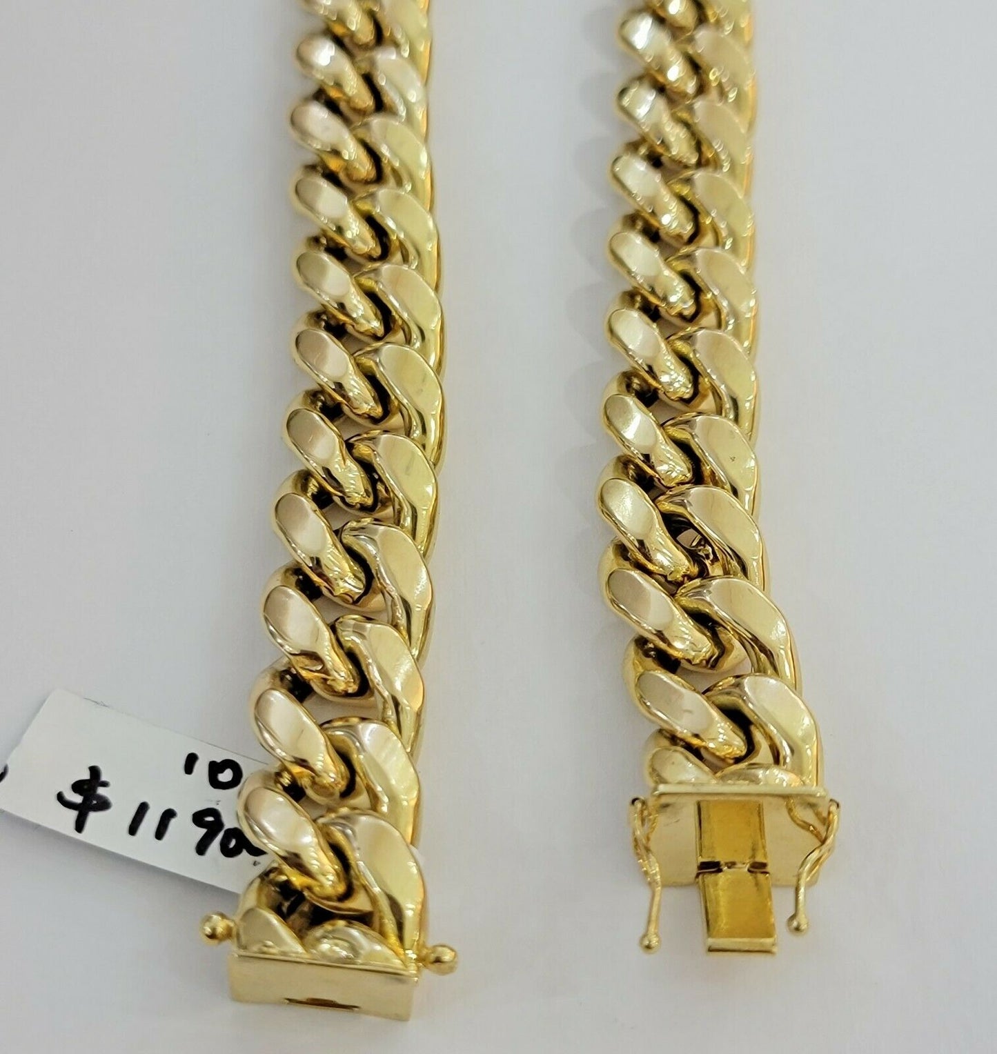 REAL 10k Gold Chain Bracelet Set Miami Cuban Link Men 13mm 26" Necklace 7.5" Brc