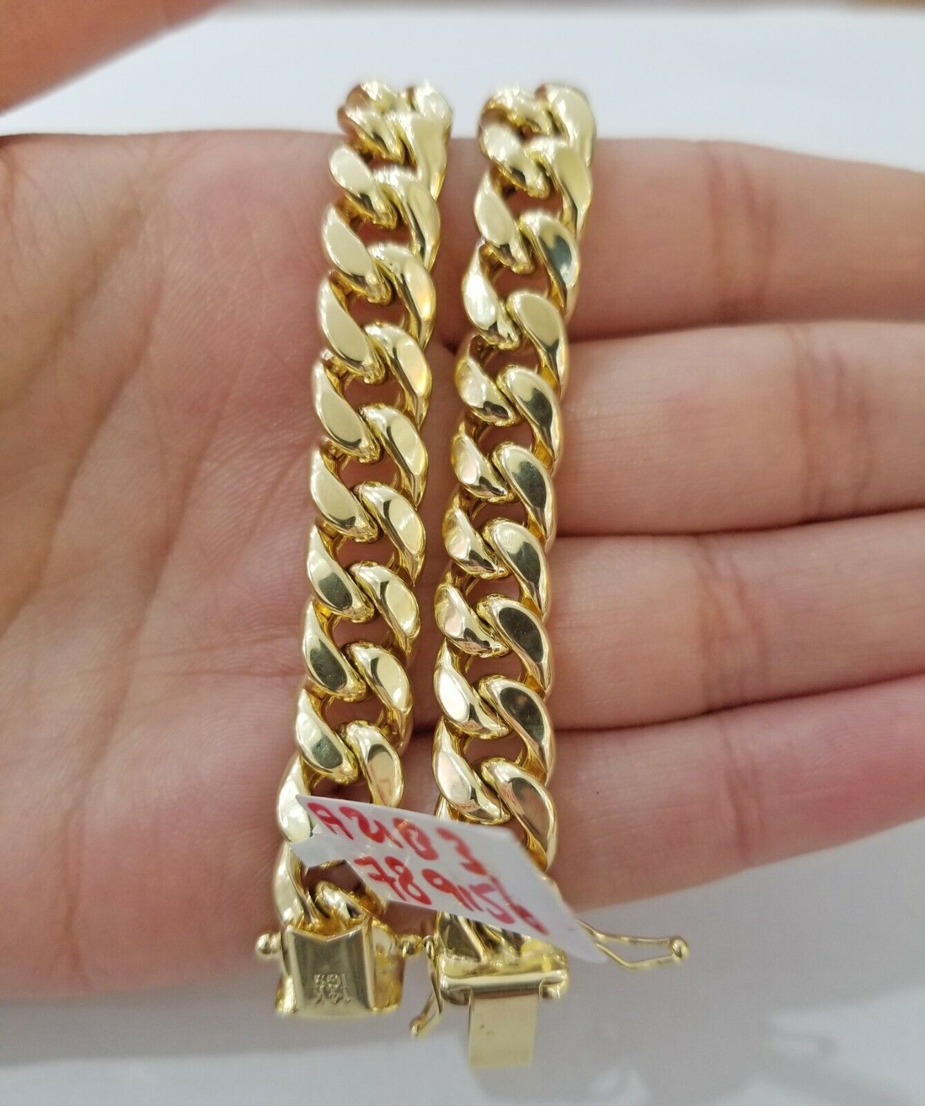 REAL 14k Gold Miami Cuban Bracelet 7" 9mm 14 kt Yellow Gold Strong Link LADIES