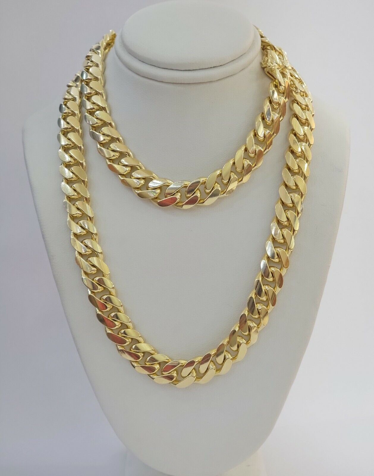 Solid 10k Gold Chain Cuban Link Necklace 10mm 24" Inch Men's Box Lock REAL 10kt