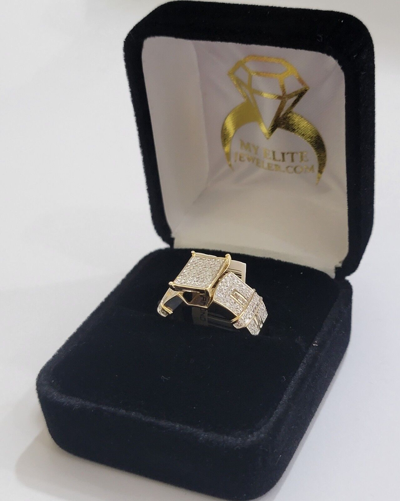 10k Yellow Gold Ladies Diamond Cinderella Ring Wedding Engagement Solid, Women