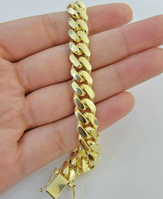 REAL 14k Gold Bracelet Miami Cuban Link SOLID 14kt Yellow Gold 8.5mm 8" Men's