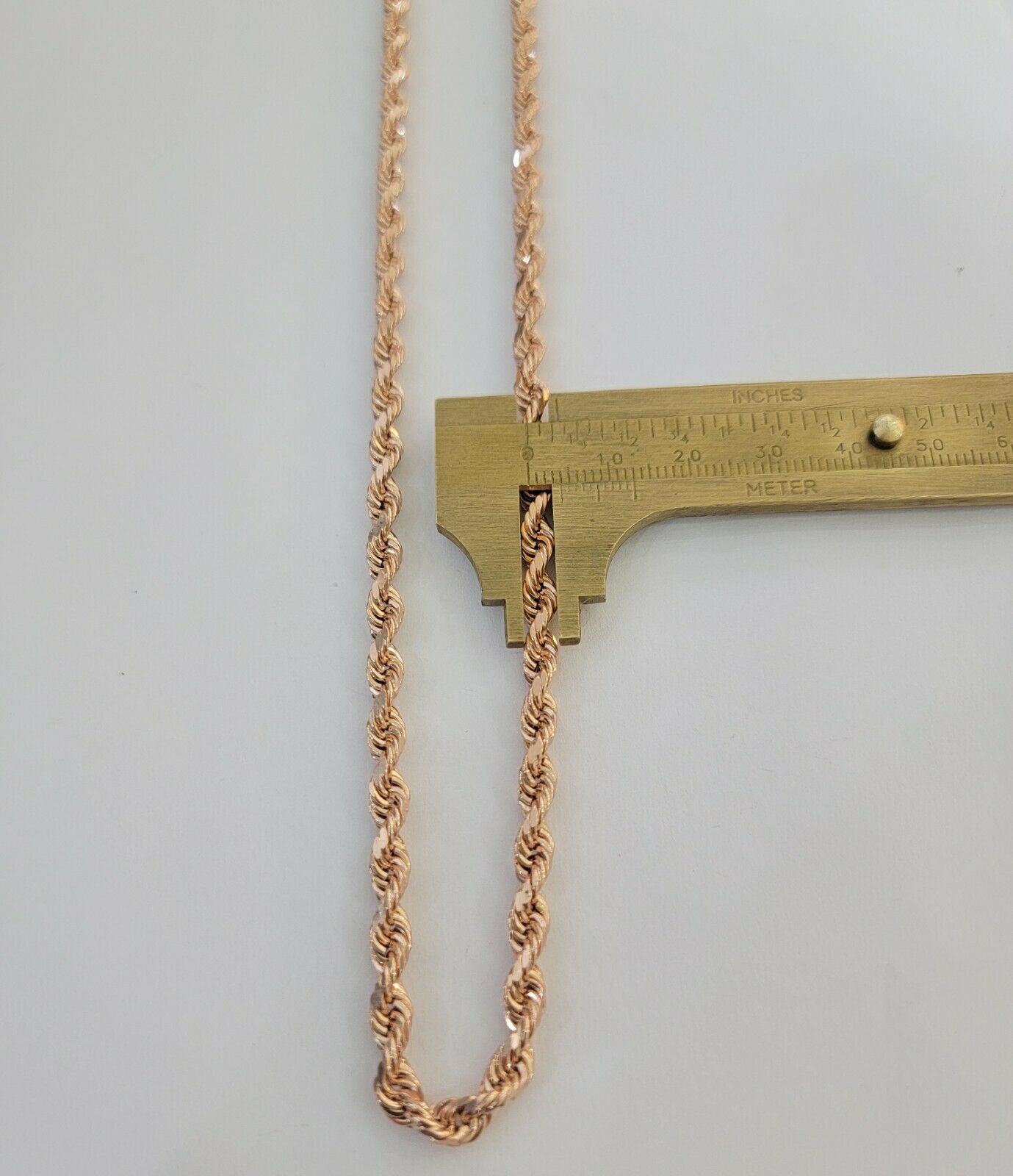 Real Gold 10k Rose Gold Rope Necklace Men Chain 4mm 20"-26" Inch 10kt Men Women