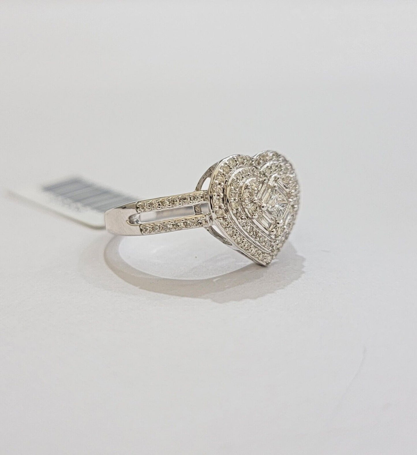 Real Diamond Ring Heart Shape 10k White Gold 0.60 CT Natural Diamond Ladies Band