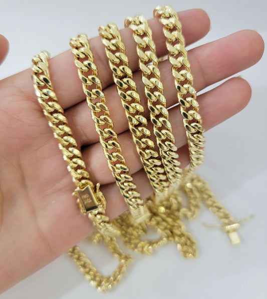 Real 10k Gold Miami Cuban Link Chain 30" 7mm 10kt Yellow Gold Necklace Box Clasp