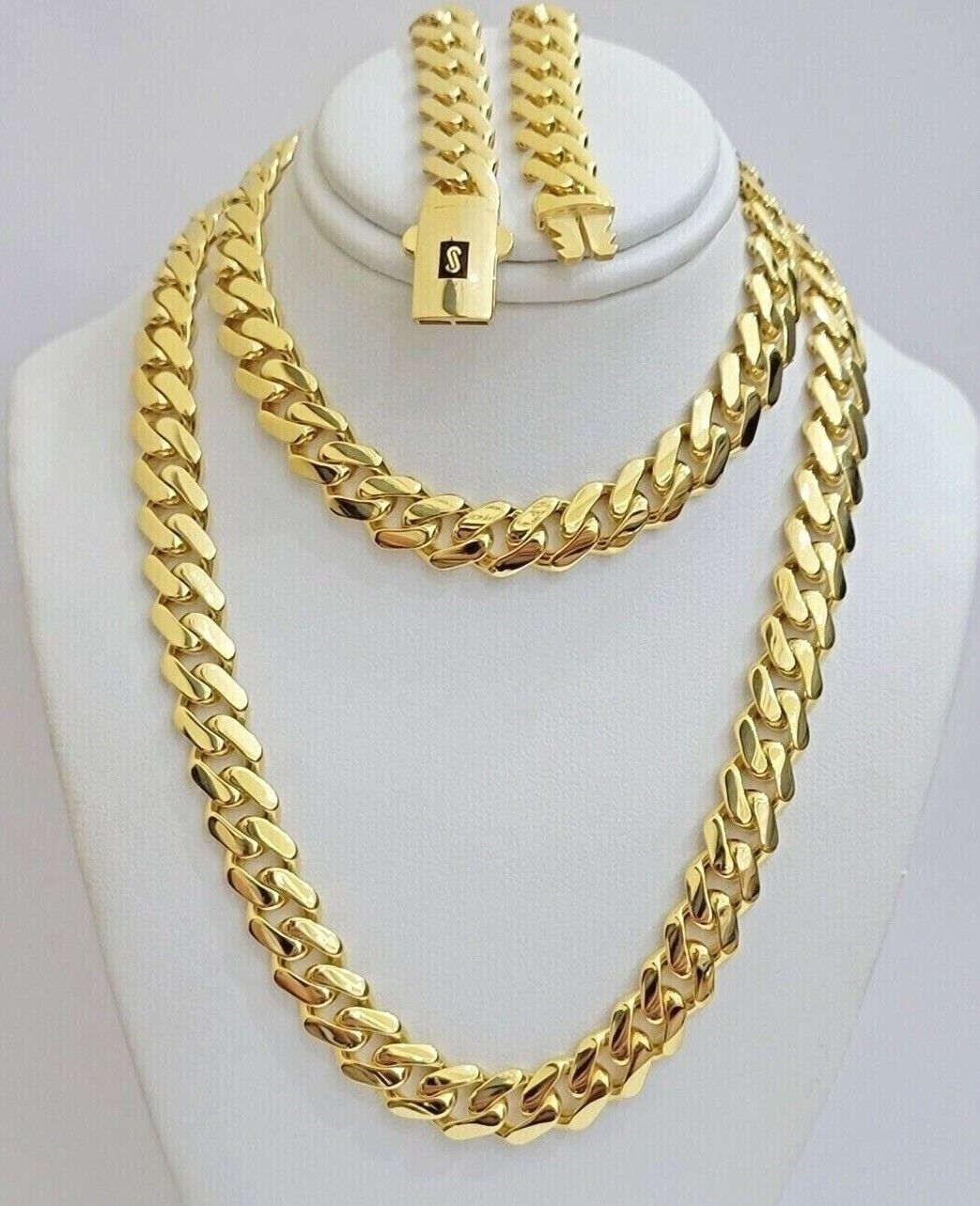 10k Yellow Gold Miami Cuban Royal Monaco Curb Link Chain 9mm Necklace 20