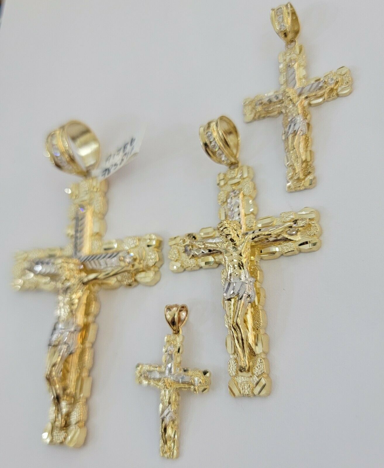 10k Gold Pendant charm Jesus cross crucifix 4" 3" 2" 1.5" Men women Real 10kt