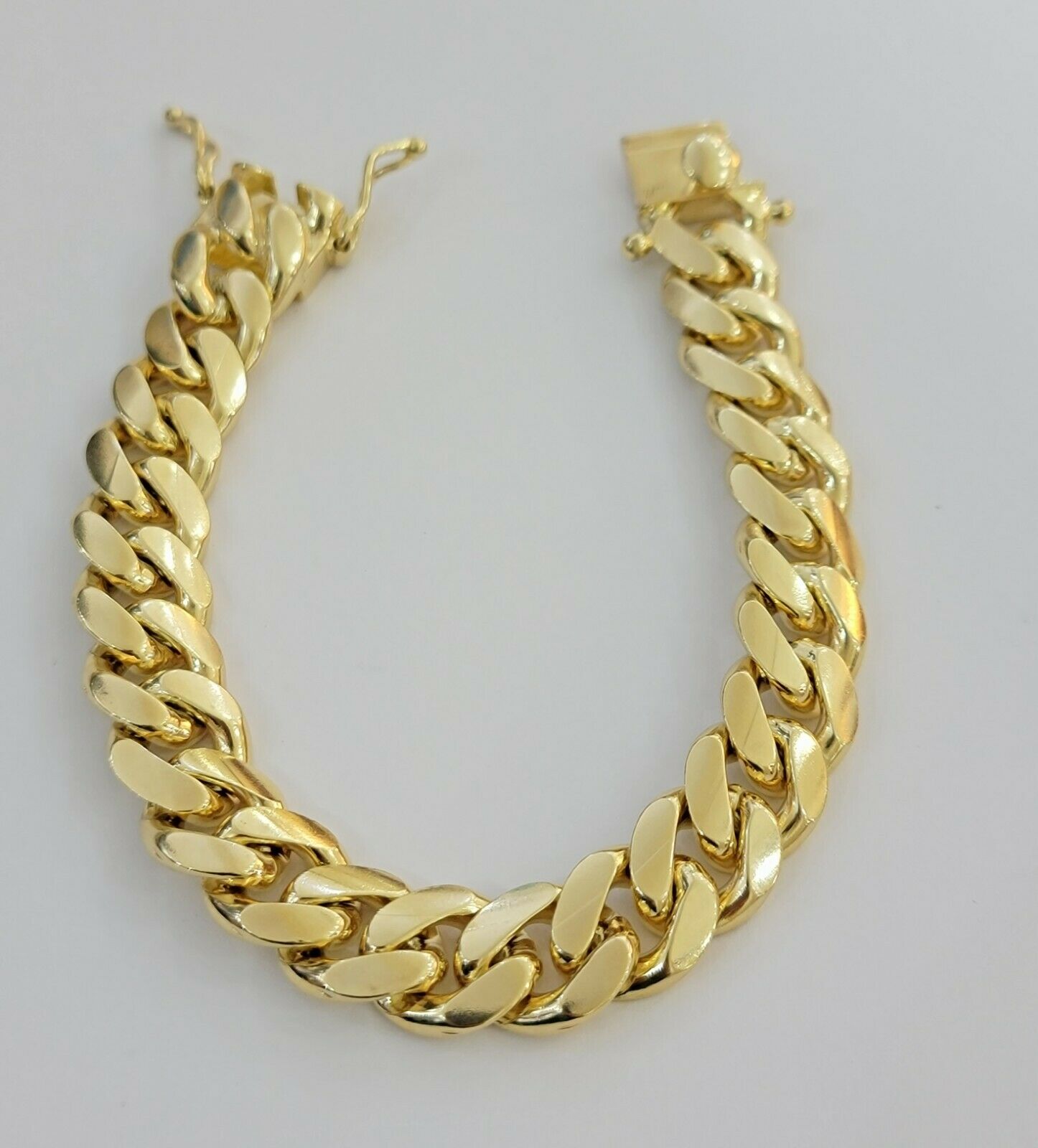Real 10k Gold Miami Cuban Link Bracelet Solid Mens 13mm 10kt Yellow Gold 9