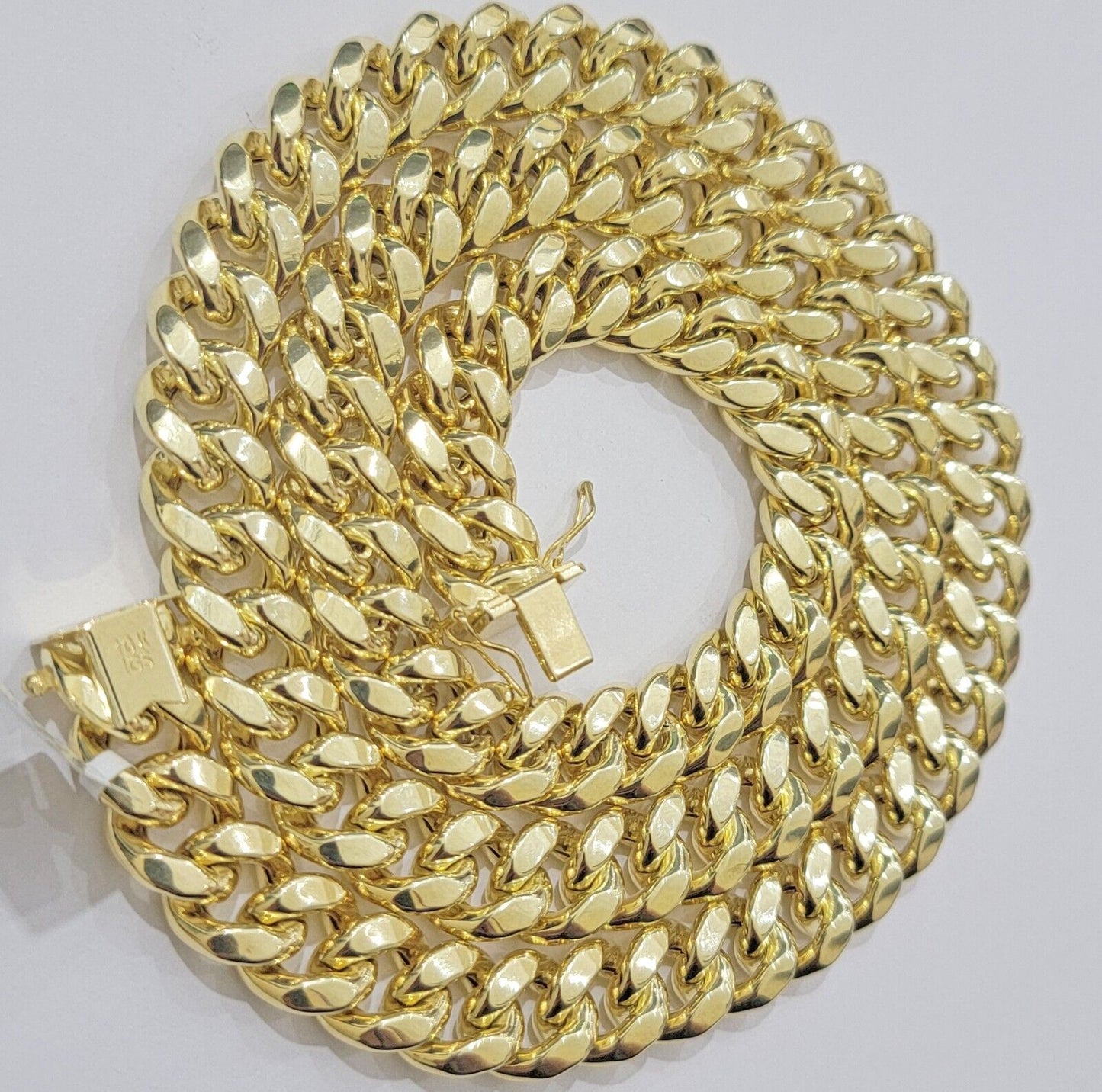 10k Yellow Gold Chain 12mm Miami Cuban Link Necklace 20"-30" Real 10kt Box Clasp