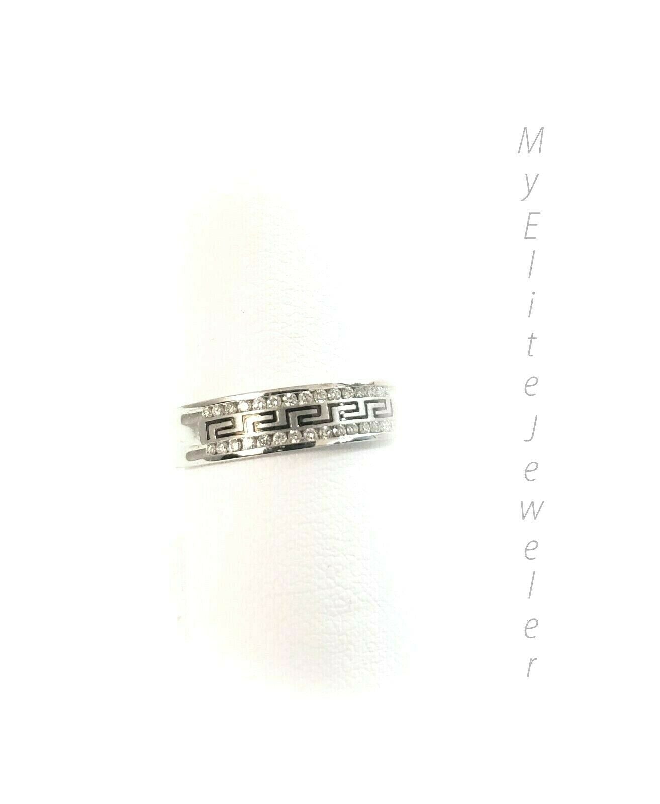 Men's 1/4 CT Diamond Band Wedding 14K Solid White Gold Size 10