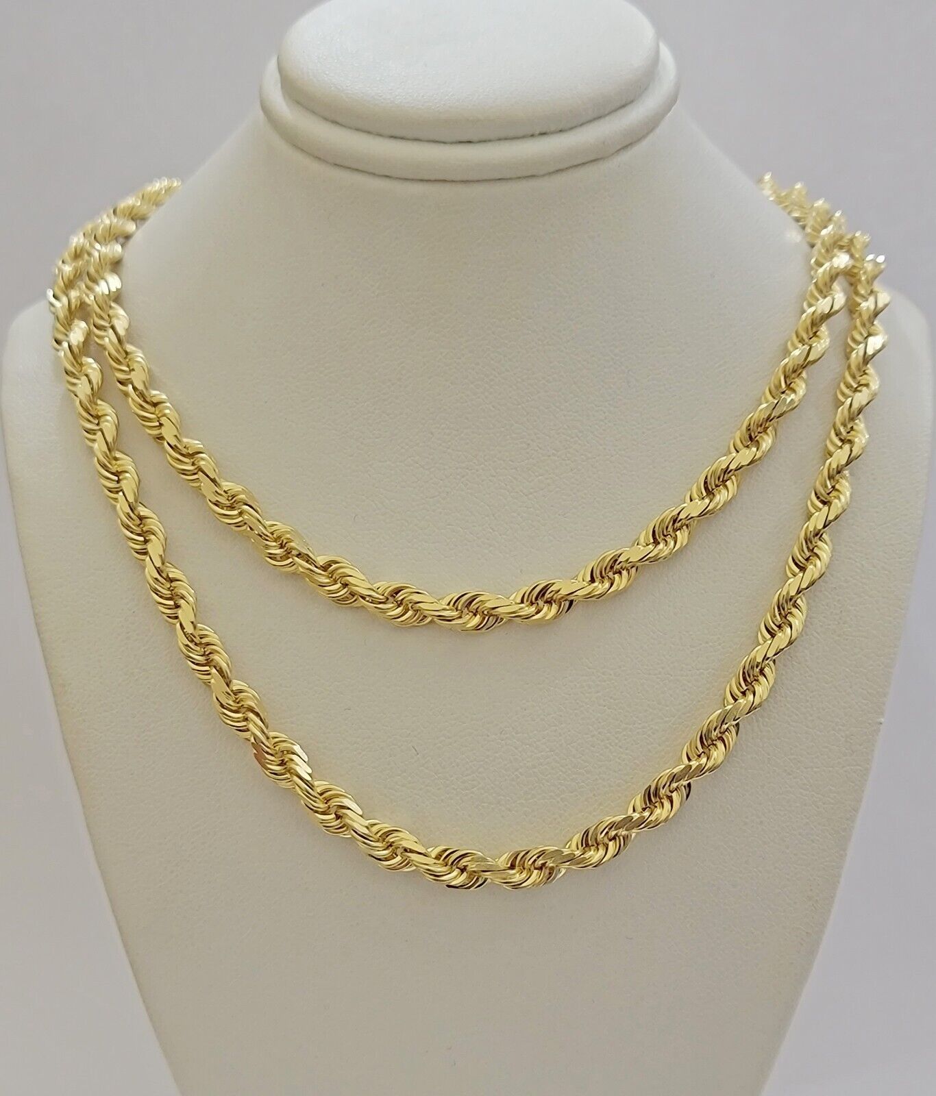 6mm Rope Chain Necklace 10k Yellow Gold Solid 24" Dimond Cut GURANTEED REAL GOLD