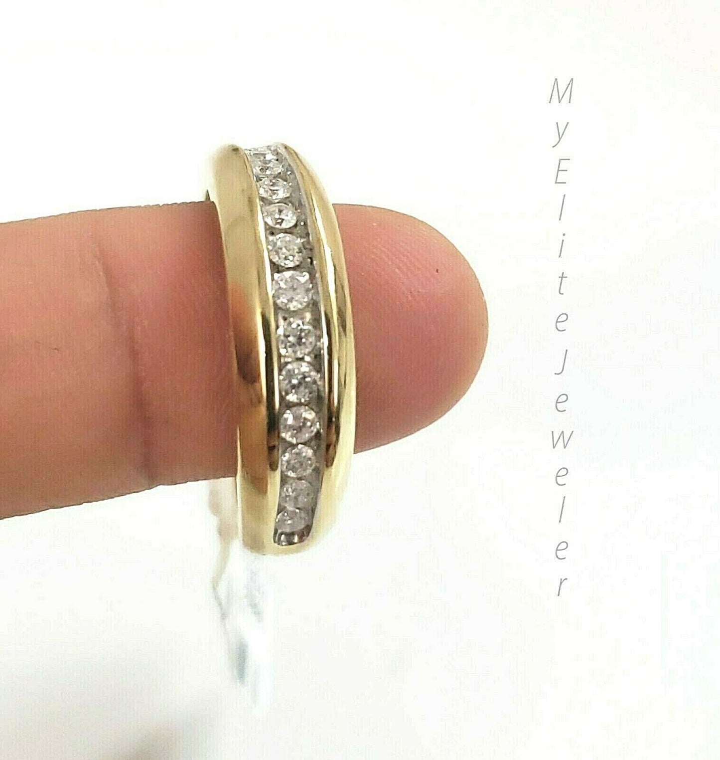 SOLID Gold Mens Diamond Ring Band 10k Yellow Gold Engagement Wedding Anniversary