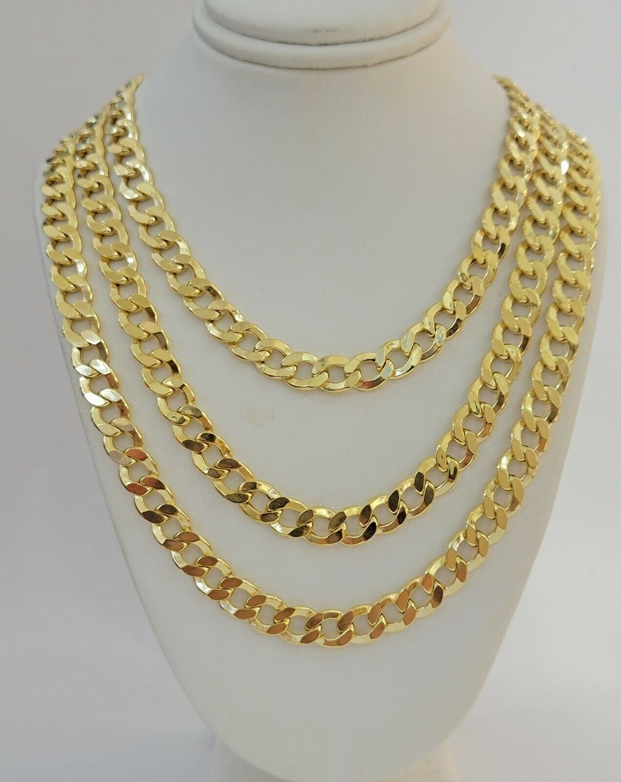 10k Yellow Gold Chain Necklace Cuban Curb Link 8mm 20" Inch 10kt  Mens REAL Gold