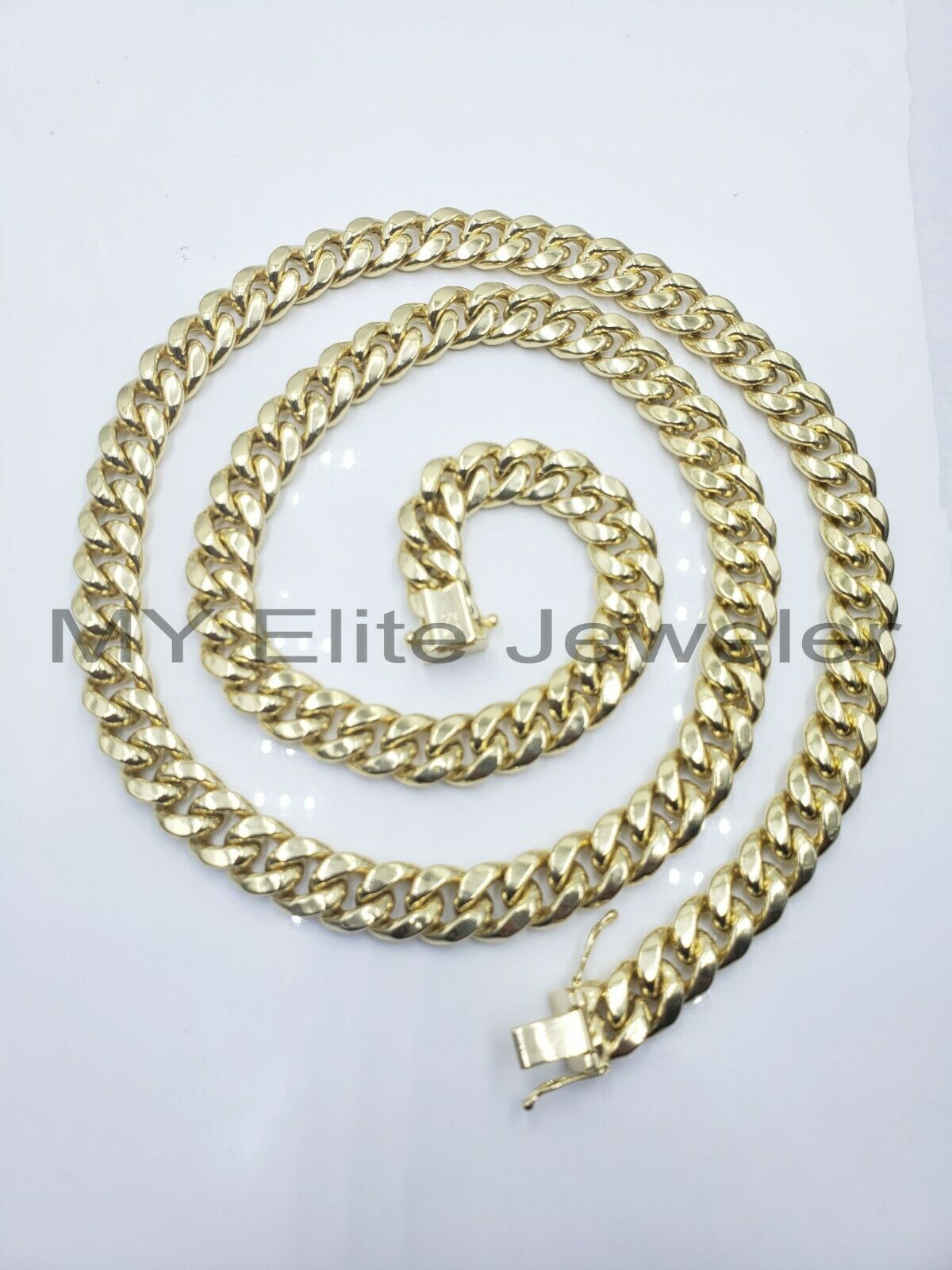 Real 14k Mens Chain Miami Cuban Link Necklace 24