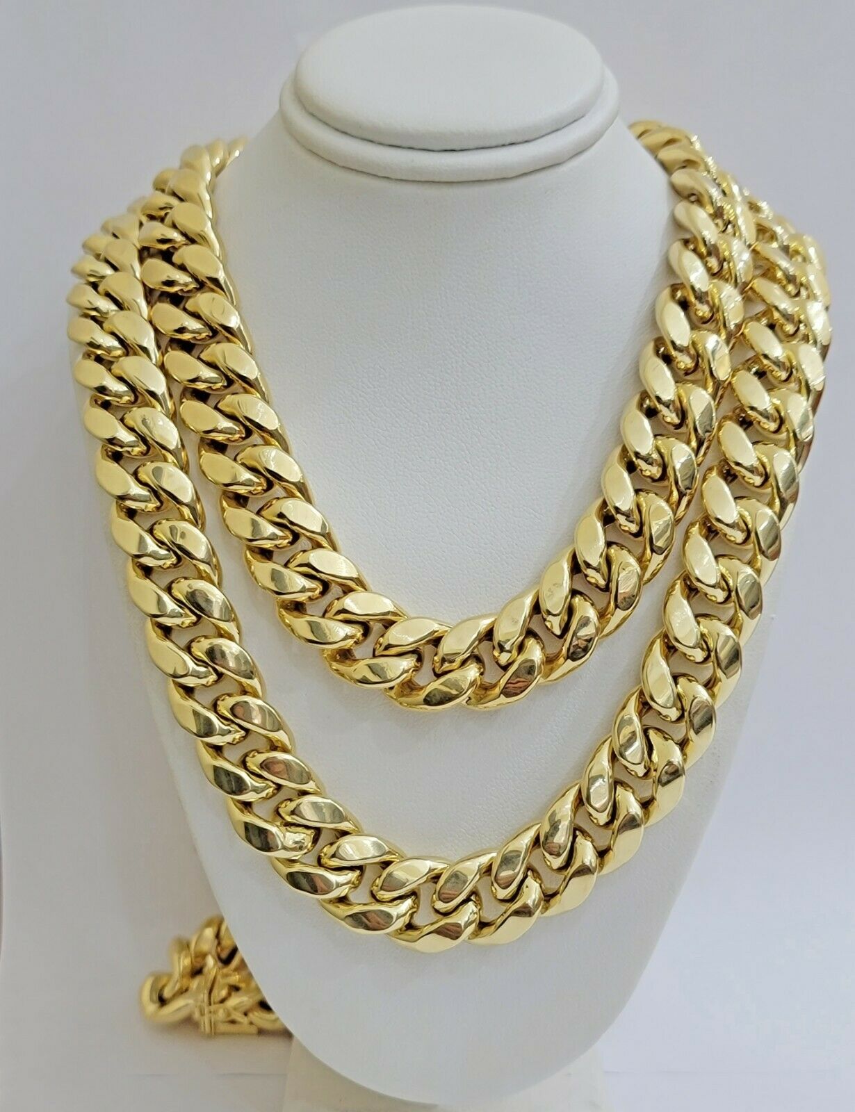 10k Yellow Gold Chain 15mm Miami Cuban Link Men Necklace 20"-30" REAL 10kt, Mens