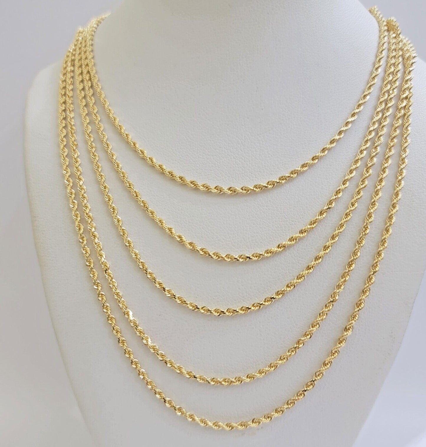 Real 18k Yellow Gold Rope Chain ladies Necklace 2mm 16 Inch Choker Solid 18kt