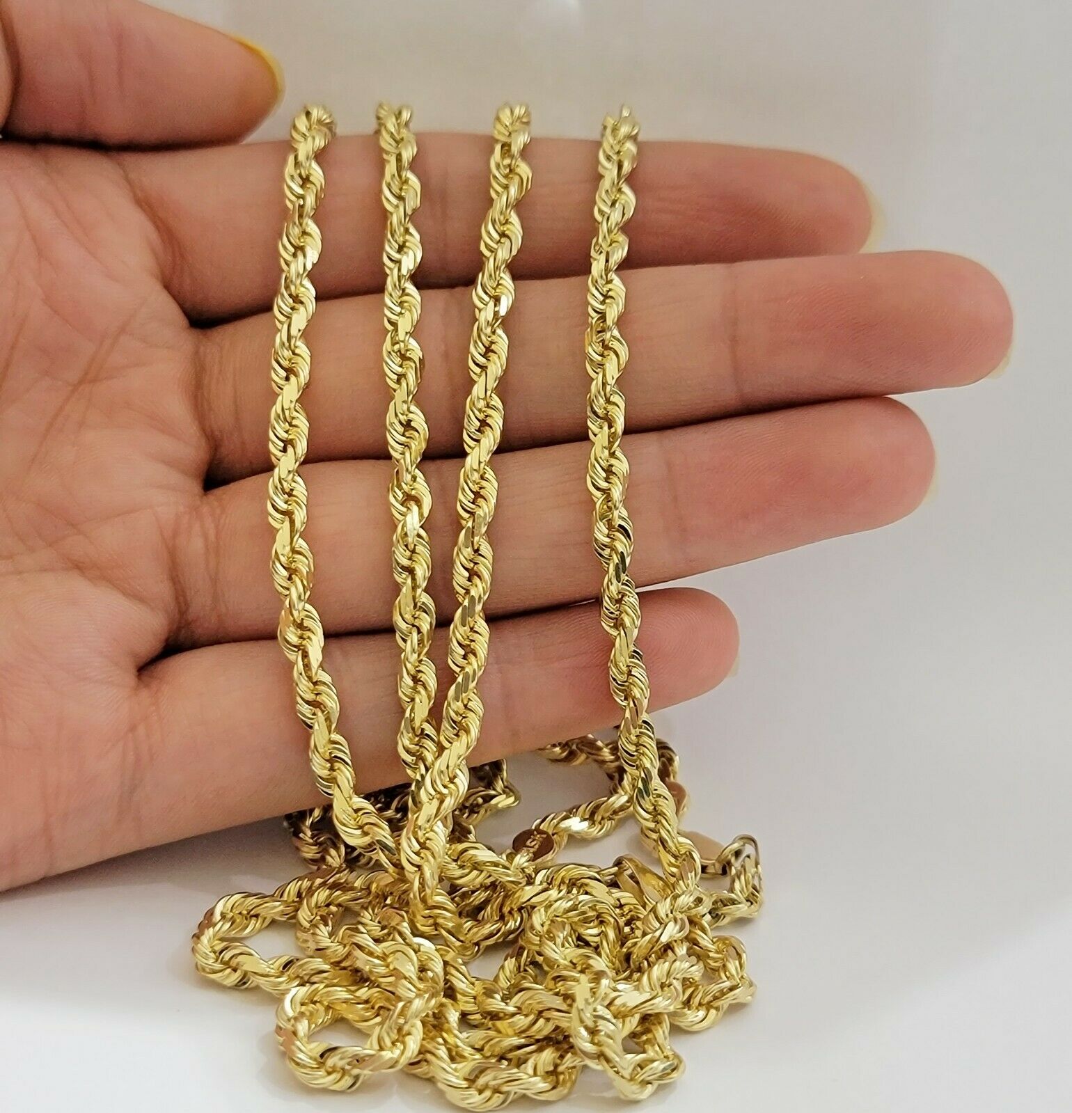 Solid 14k Gold Rope Chain Necklace 4mm 18"- 30" Inch REAL 14KT Yellow Gold