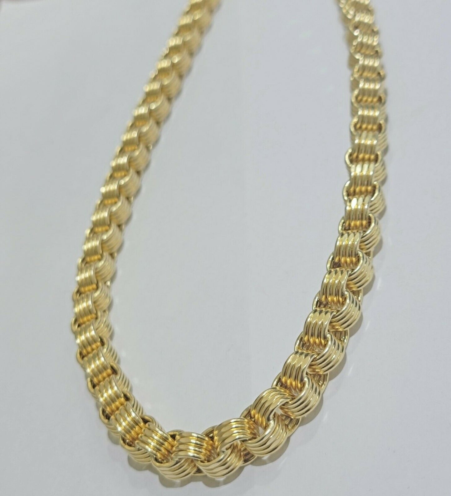 Mens Byzantine Chain 10k Gold Necklace 9mm 22" 24" 26" 28" 30" 10kt Yellow Gold