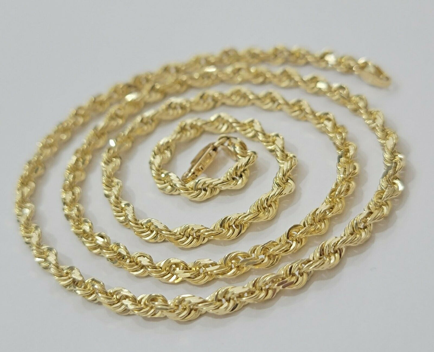 SOLID 10k Yellow Gold Rope Necklace Chain 4mm 18"-30 Inch REAL 10KT Gold