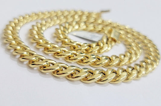 14k Yellow Gold 10mm Chain Miami Cuban Link Necklace 22" Men's Real 14 KT Gold