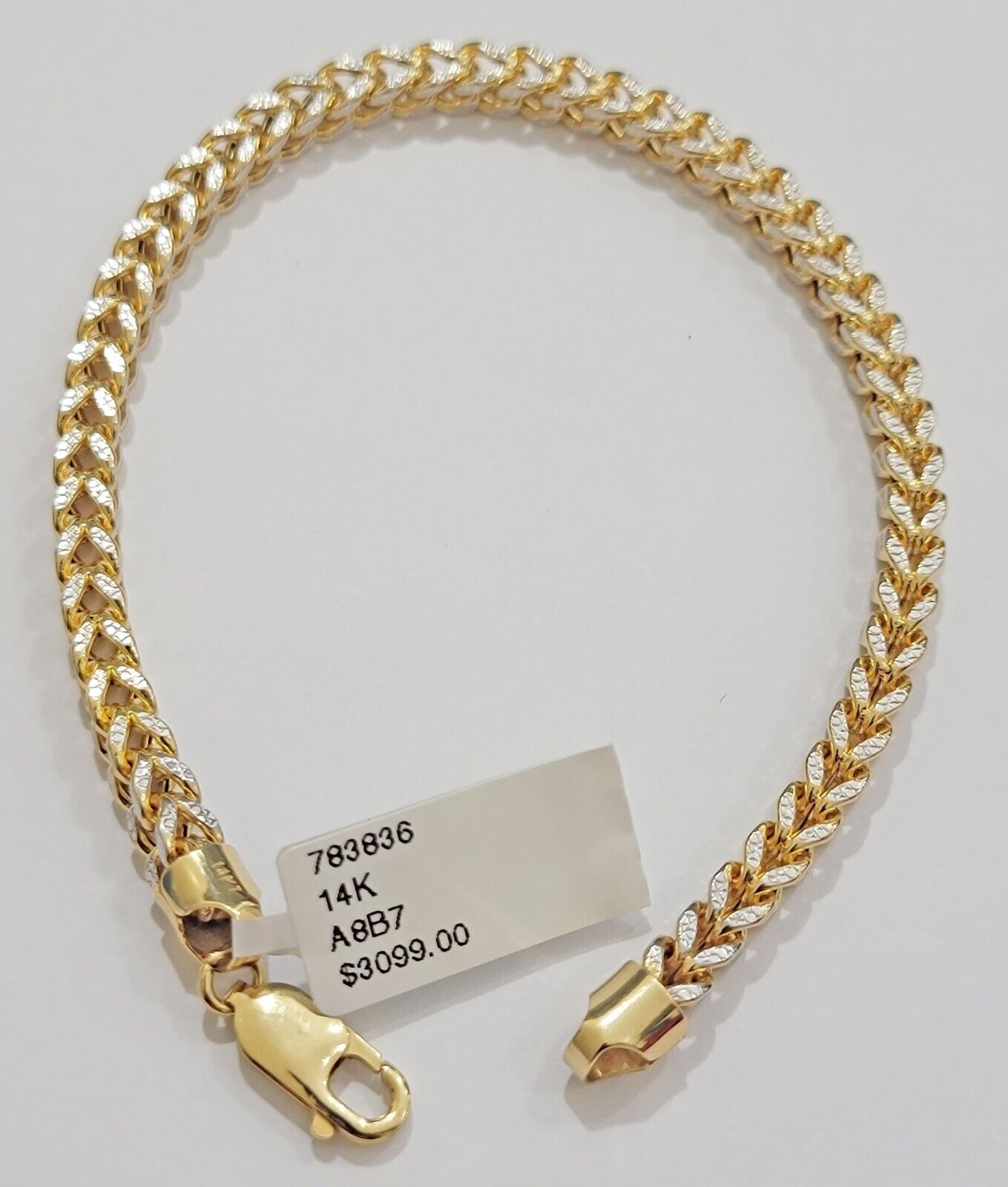 Mens 14k Yellow Gold Franco Bracelet 8