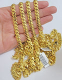 Real 10k Gold chain Cuban Link Monaco necklace 7.5mm 18-24 Inch Box Lock 10KT