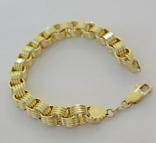 REAL 10k Gold Bracelet Byzantine Box 8" 9mm 10 kt Yellow Gold Men's Genuine 10kt