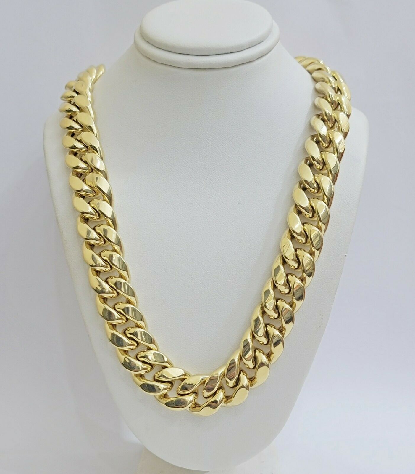 10k Yellow Gold Chain 15mm Miami Cuban Link Men Necklace 20"-30" REAL 10kt, Mens