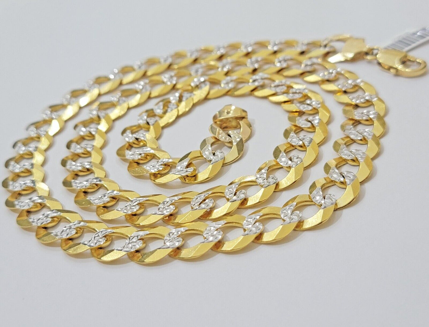 12.5mm Real Gold Men Necklace Cuban Link 20"-30" Diamond Cut 10k Yellow G. Chain