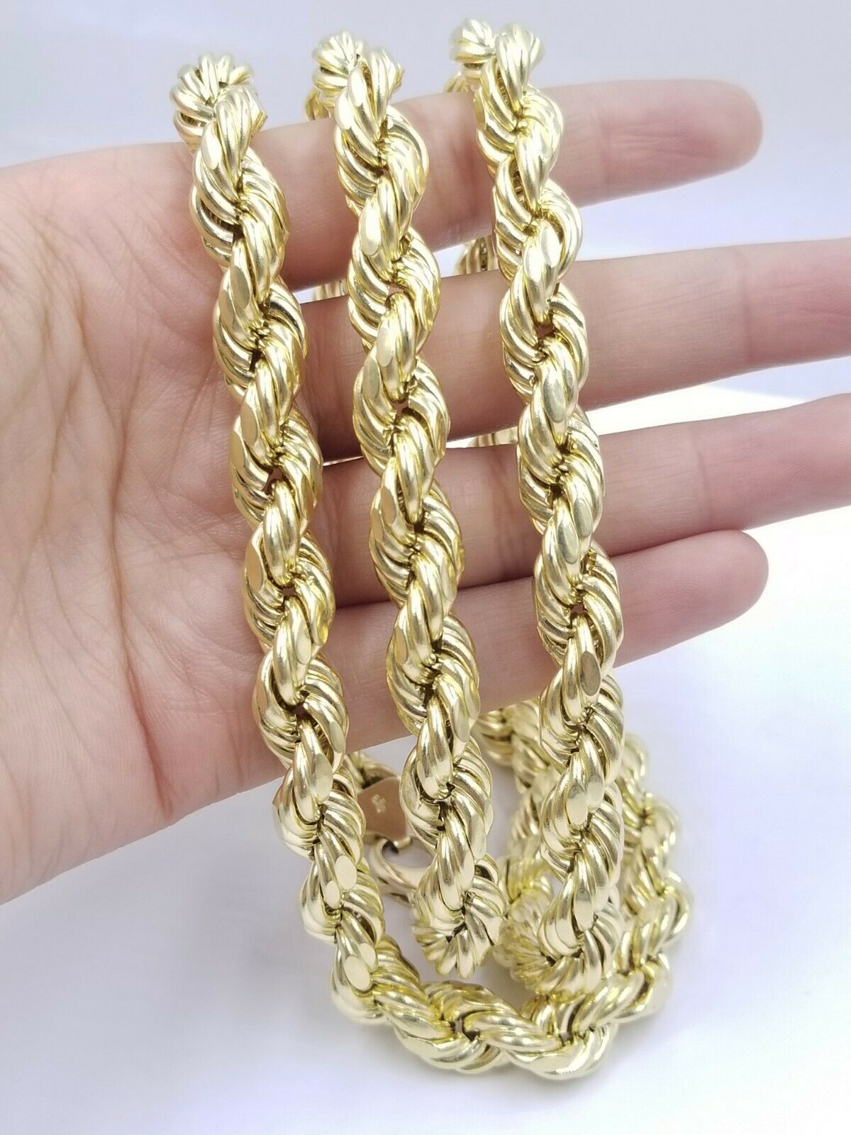 REAL 10k Gold Rope Chain Mens Necklace 12mm 22" 24" 26" 28" 30" 10kt Yellow Gold