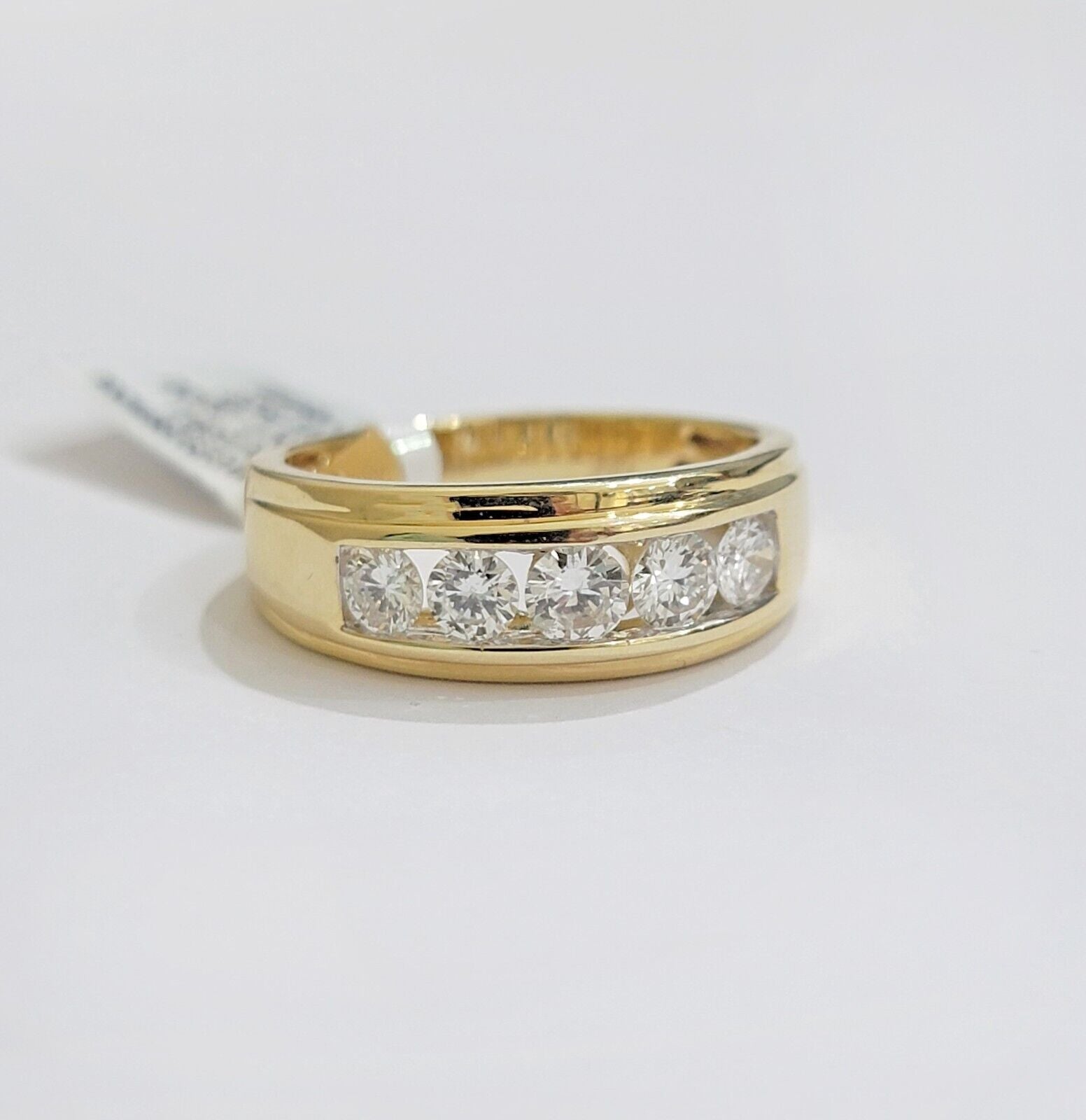 Mens 14k Yellow Gold 1CT Diamond Ring Band Natural Wedding Band, Valentine Sale